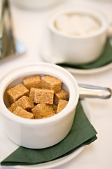 Brown sugar in a white bowl