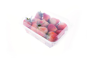 strawberry juicy fruit in plastic bag packaging isolated