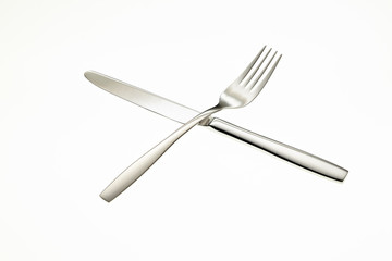 Stainless fork and knife