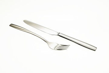 Stainless fork and knife