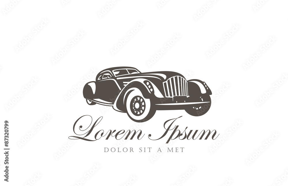 Poster retro car logo abstract design vector template...vintage vehicle