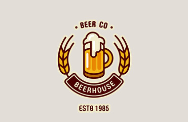 Beer Mug Logo abstract design vintage vector template...Brewery,