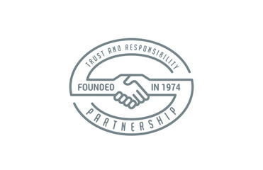 Handshake Logo design vector template lineart style...Partnershi