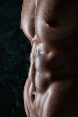 Fototapeta na wymiar Naked body of sexy young muscular guy