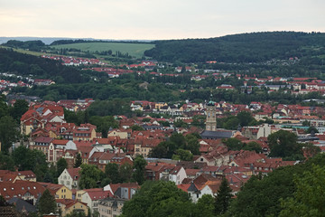 Fototapeta na wymiar View over Eisenach, Thuringia, Germany, from the Goepelskuppe
