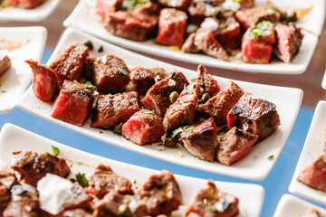 meat on the catering table