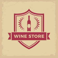 wine shop label on yellow grunge background