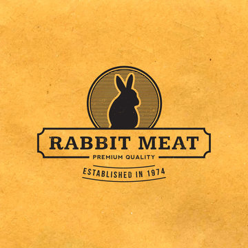 premium rabbit meat label with grunge texture on old paper backg