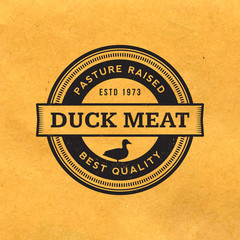 Obraz premium premium duck meat label with grunge texture on old paper backgro