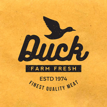premium duck meat label with grunge texture on old paper backgro