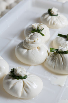 burrata cheese on a production