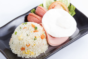 Fried Rice with Egg Ham and Sausage