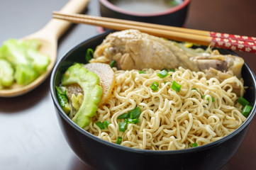 Braised chicken Drumstick with bitter gourd noodle