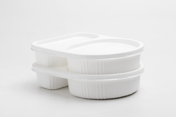 white plastic food container. isolated over white background