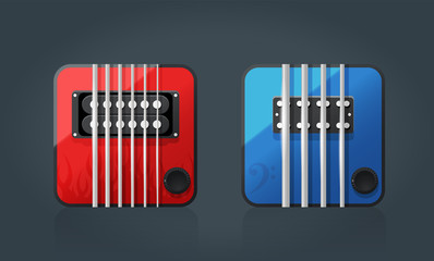 Vector set of electric guitar icons for music software