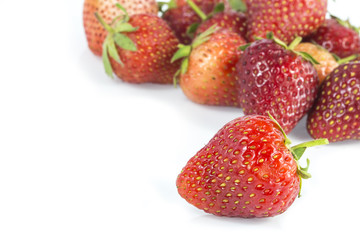 Stawberries and leader isolated on white background for business
