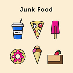 Junk Food Icons Set