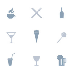 Drinks and food icon set 