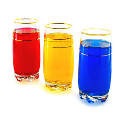 three colors, red, yellow, blue