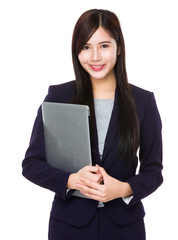 Businesswoman hold with laptop computer
