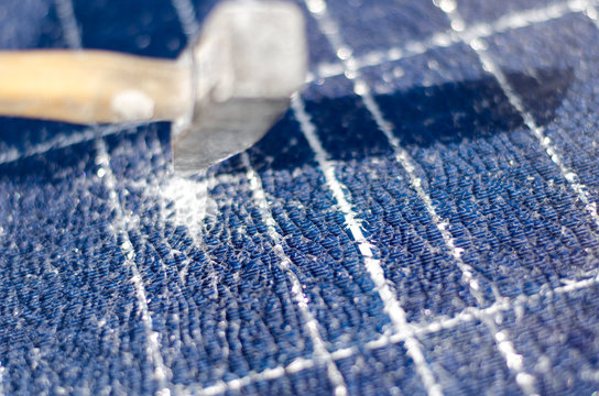 Broken solar panel