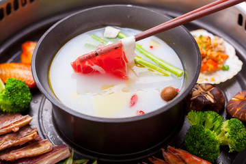 Barbecue and hot pot together