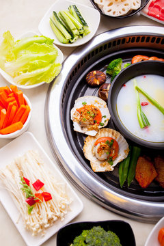 Barbecue and hot pot together