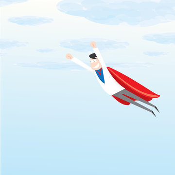 business man flying. vector illustration. 