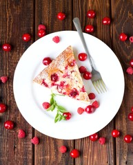Top view on homemade fruit pie