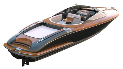 Luxury Speed Boat. Isolated with clipping path. - obrazy, fototapety, plakaty