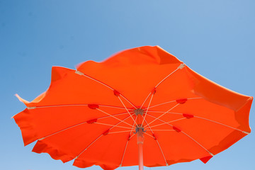 Umbrellas and sunbeds in Cesenatico Beach, Italy