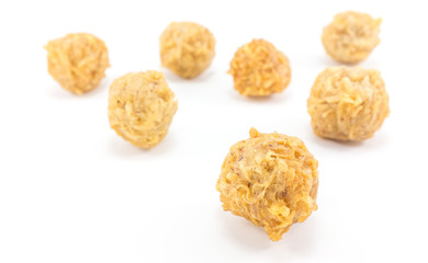 Taro ball deep fried is delicious snack in isolated background.