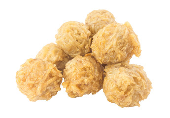 Taro ball deep fried is delicious snack in isolated background.