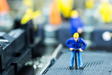 Team of engineers repairing circuit mother board. Computer repai