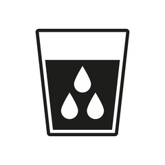 The liquid in glass icon. Water and drink, aqua symbol. Flat