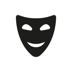 The smiling mask icon. Comedy and theater symbol. Flat