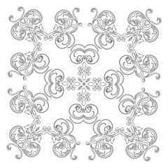 Ornament black white card with mandala.