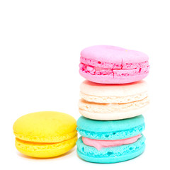 Macarons on the white background