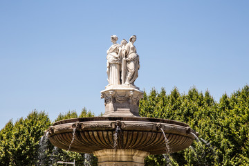 Fototapeta premium Portrait view of Fountain at La Rotonde in Aix-en-Provence