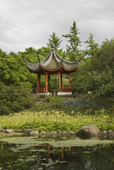 View of the Chinese pavilion at the Botanical Gardens in small Flottbek, hamburg, germany.