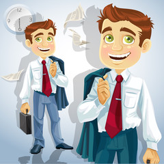 Happy businessman is going home after a long intense day