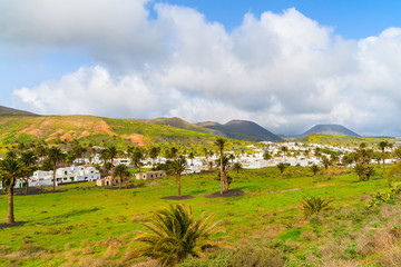 Fototapeta na wymiar Haria village in tropical mountain landscape of Lanzarote island, Spain