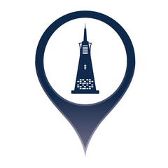 Map marker pin building style icon on isolated white background vector