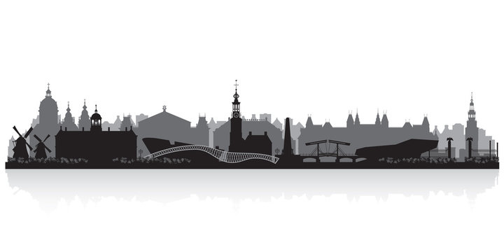 Amsterdam Netherlands City Skyline Silhouette