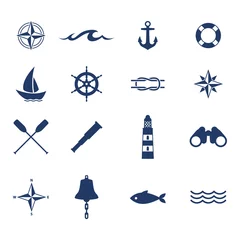 Fotobehang Set of nautical sea ocean sailing icons. © rea_molko