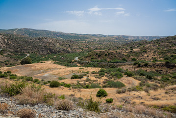 Fototapeta na wymiar Hills near Kalavasos Dam, Cyprus