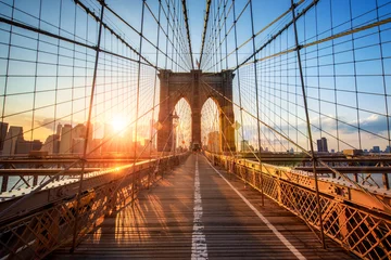 Gordijnen Brooklyn Bridge in New York City, VS © eyetronic