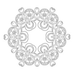 Ornament black white card with mandala.