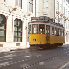Fototapeta na wymiar Traditional yellow trams 