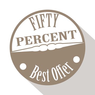 50% discount price sign. Sale Up to 50%. Fifty percent discounte